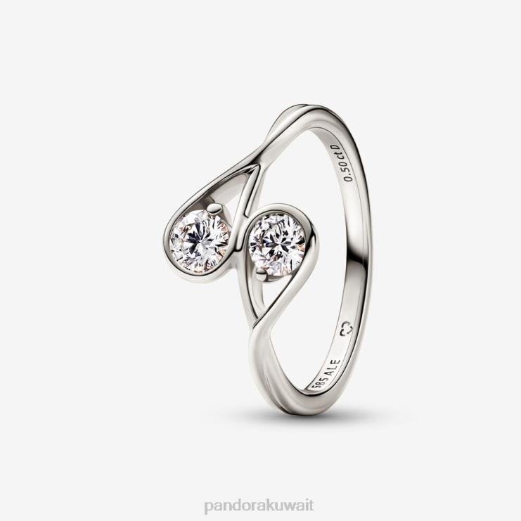 خاتم ألماس مزدوج من بريليانس مصنوع في مختبر 0.50 قيراط Pandora ذهب ابيض N6N0X543 مُكَمِّلات