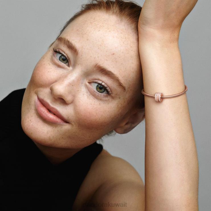 خطوط تمهيد متألقة وحلية مشبك الشعار Pandora ارتفع الذهب مطلي N6N0X21 مُكَمِّلات