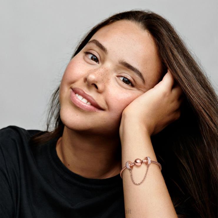 سحر مشبك سلسلة أمان واضح Pandora ارتفع الذهب مطلي N6N0X331 مُكَمِّلات