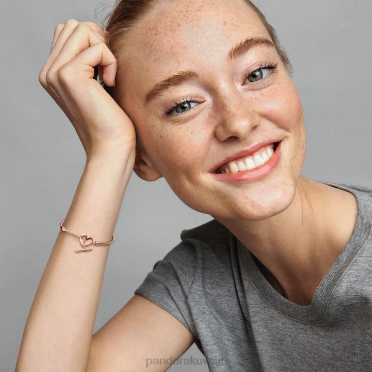 لحظات القلب تي بار سوار سلسلة الأفعى Pandora ارتفع الذهب مطلي N6N0X348 مُكَمِّلات