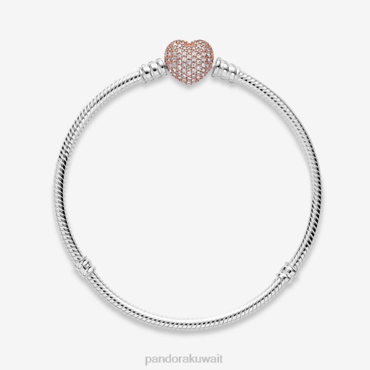 لحظات تمهيد القلب المشبك سوار سلسلة الثعبان Pandora نغمتان N6N0X366 مُكَمِّلات