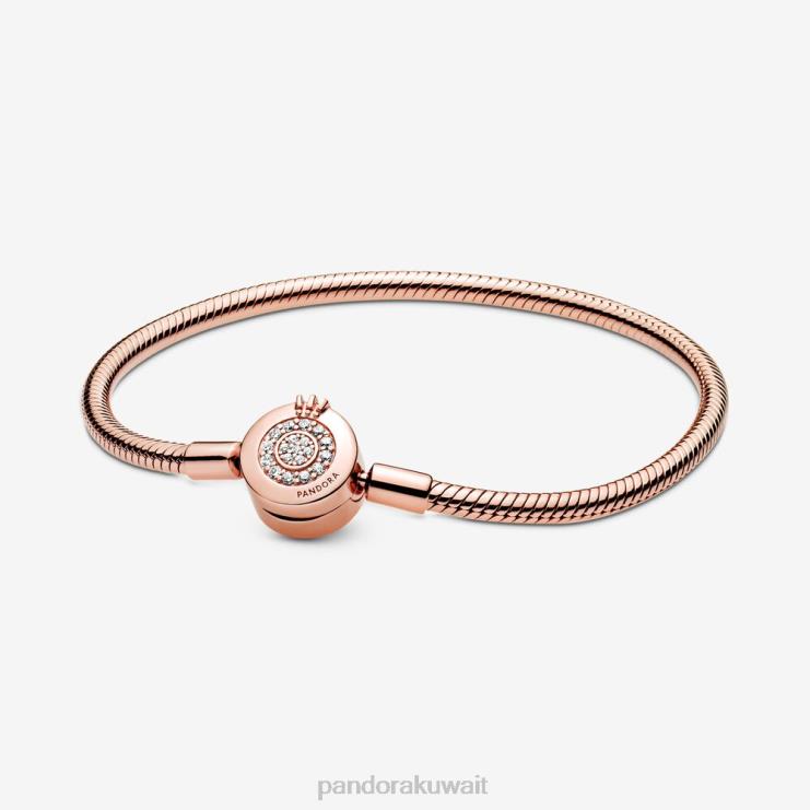 لحظات التاج المتلألئ أو سوار سلسلة الثعبان Pandora ارتفع الذهب مطلي N6N0X375 مُكَمِّلات