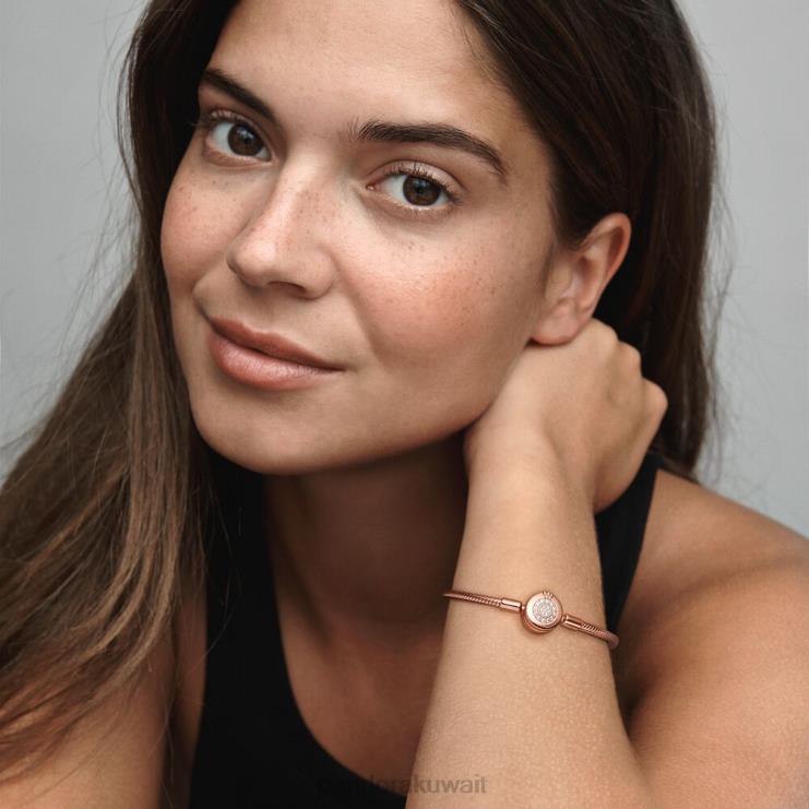 لحظات التاج المتلألئ أو سوار سلسلة الثعبان Pandora ارتفع الذهب مطلي N6N0X375 مُكَمِّلات