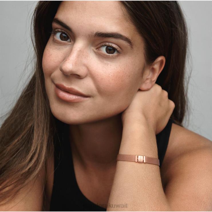 انعكاسات شبكة سوار Pandora ارتفع الذهب مطلي N6N0X385 مُكَمِّلات