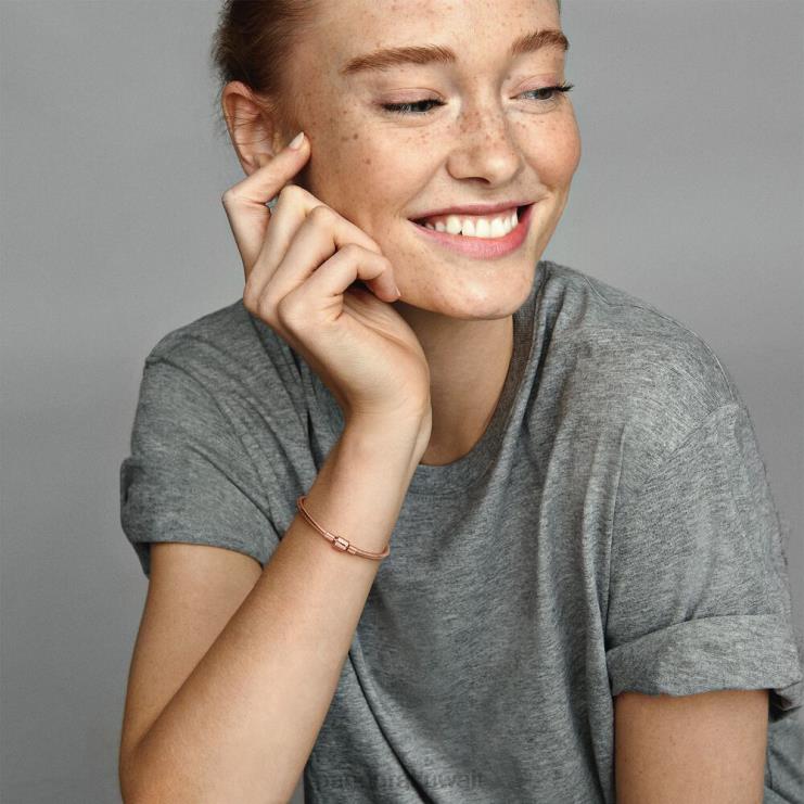 لحظات سوار سلسلة ثعبان قفل برميل Pandora ارتفع الذهب مطلي N6N0X416 مُكَمِّلات