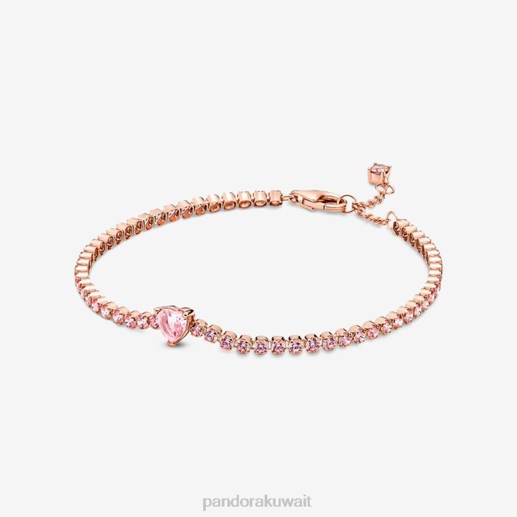 سوار تنس القلب المتلألئ Pandora ارتفع الذهب مطلي N6N0X449 مُكَمِّلات