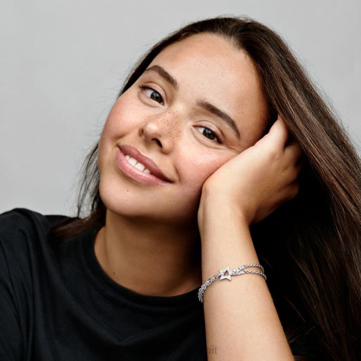 سوار سلسلة مزدوجة على شكل نجمة Pandora الفضة الاسترليني N6N0X455 مُكَمِّلات