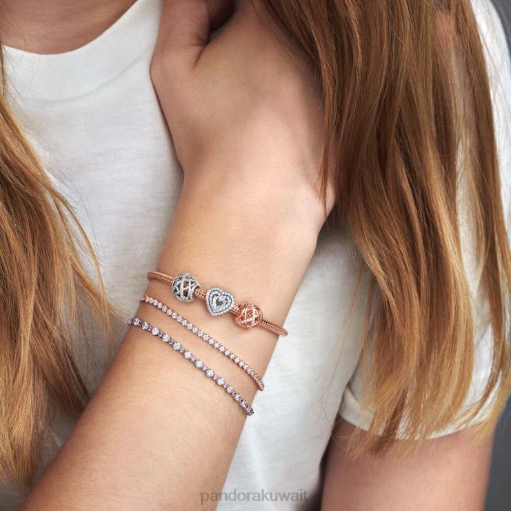 سوار منزلق لامع وردي وواضح Pandora الفضة الاسترليني N6N0X465 مُكَمِّلات