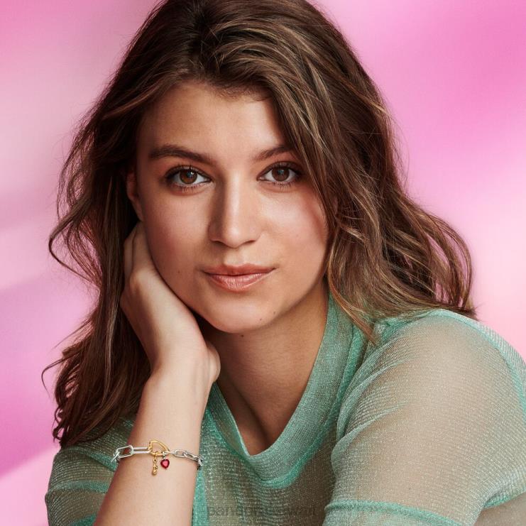 لي القلب ربط سلسلة سوار Pandora نغمتان N6N0X479 مُكَمِّلات