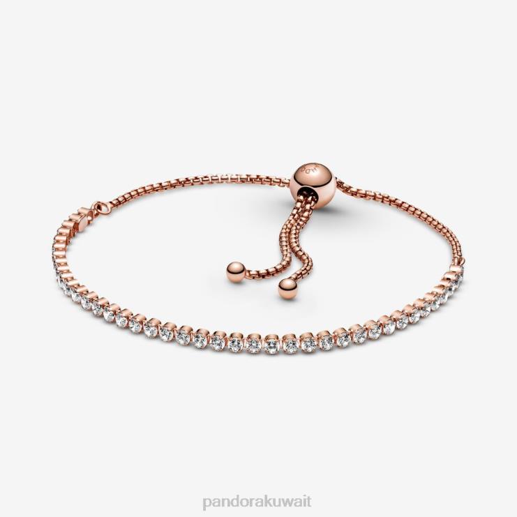 سوار التنس المنزلق المتلألئ Pandora ارتفع الذهب مطلي N6N0X482 مُكَمِّلات