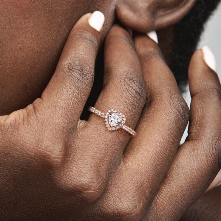 حلقة قلب مرتفعة متلألئة Pandora ارتفع الذهب مطلي N6N0X488 مُكَمِّلات