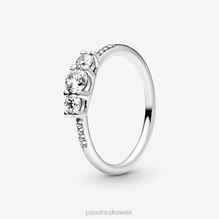 خاتم واضح من ثلاثة أحجار Pandora الفضة الاسترليني N6N0X518 مُكَمِّلات
