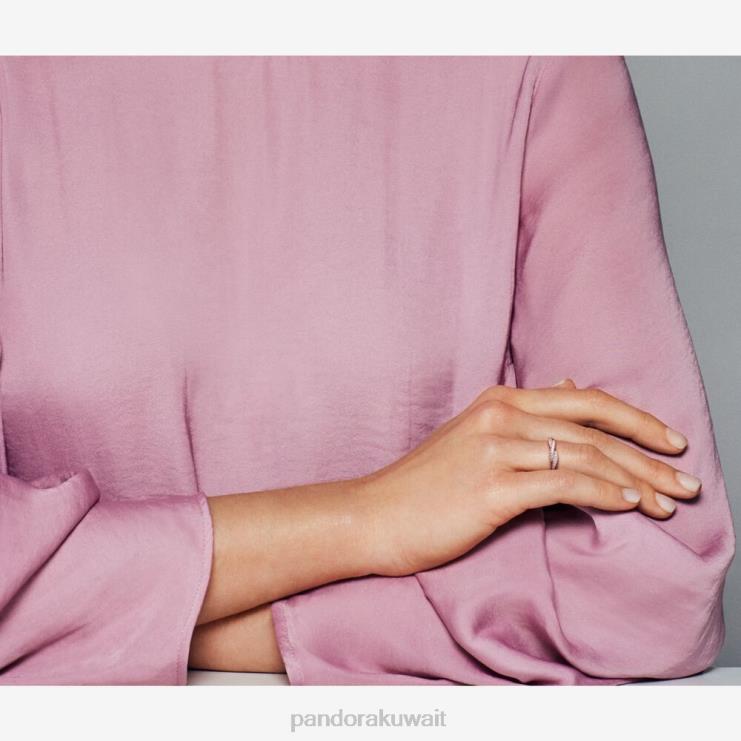 حلقة الخطوط الملتوية المتلألئة Pandora ارتفع الذهب مطلي N6N0X531 مُكَمِّلات