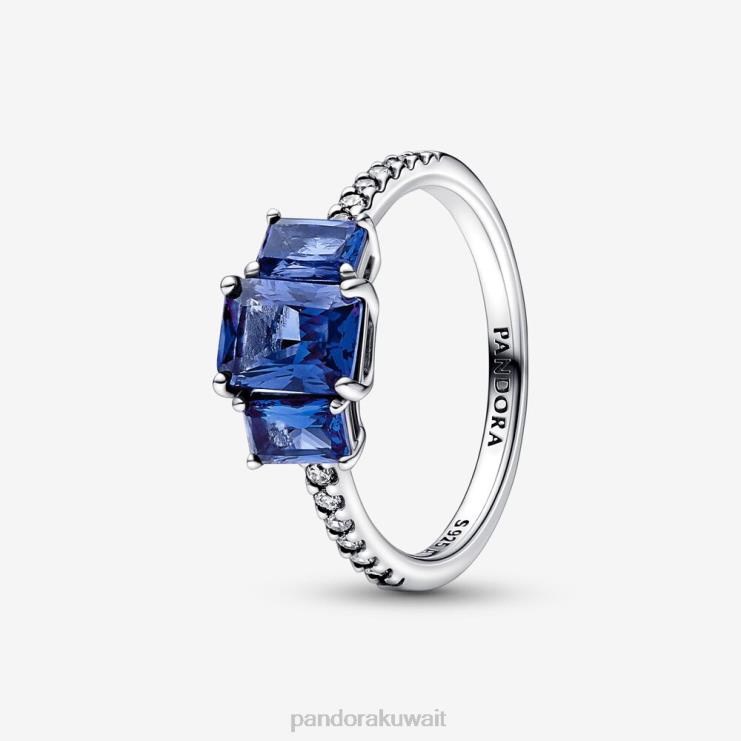 خاتم مستطيل متلألئ بثلاثة أحجار Pandora الفضة الاسترليني / الأزرق N6N0X547 مُكَمِّلات
