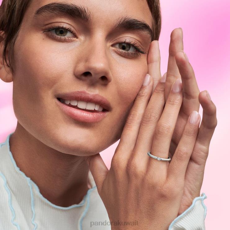 لي تمهيد وحلقة مزدوجة Pandora الفضة الاسترليني/الأبيض N6N0X574 مُكَمِّلات