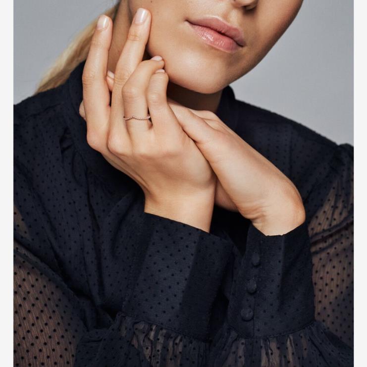 خاتم عظم الترقوة مطرز Pandora ارتفع الذهب مطلي N6N0X576 مُكَمِّلات