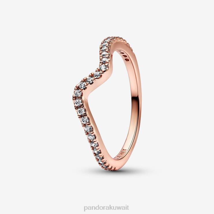 حلقة موجة متلألئة Pandora ارتفع الذهب مطلي N6N0X600 مُكَمِّلات