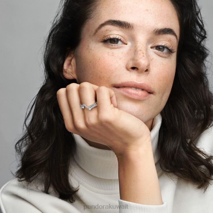 حلقة موجة غير متماثلة متلألئة Pandora الفضة الاسترليني N6N0X611 مُكَمِّلات