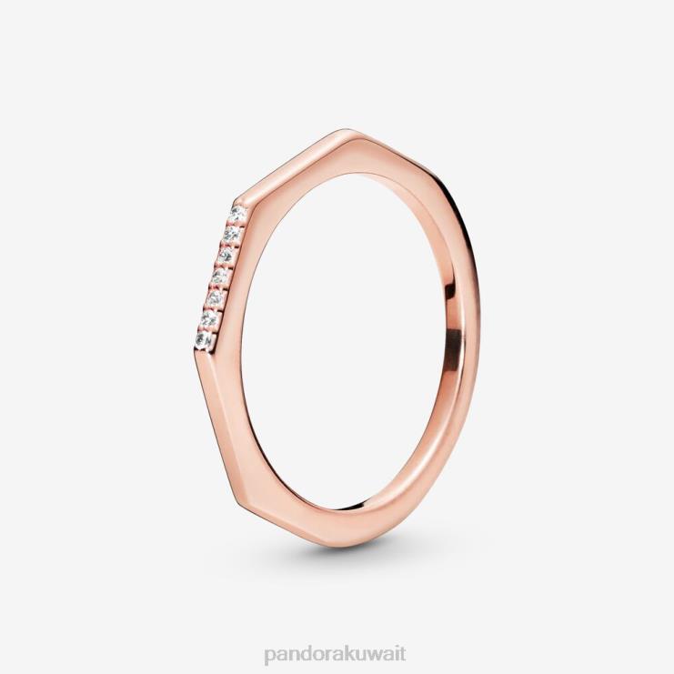 حلقة متعددة الأوجه Pandora ارتفع الذهب مطلي N6N0X635 مُكَمِّلات