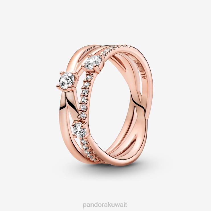 حلقة ثلاثية متلألئة Pandora ارتفع الذهب مطلي N6N0X662 مُكَمِّلات