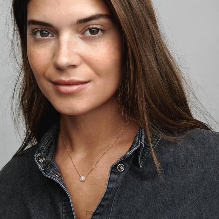 جولة هالة التألق قلادة Pandora ارتفع الذهب مطلي N6N0X706 مُكَمِّلات