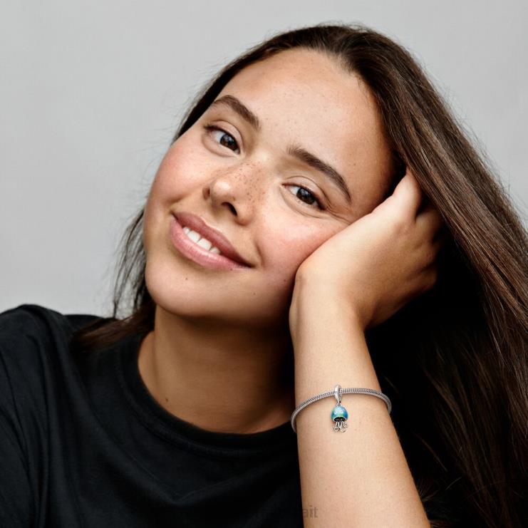 سحر قنديل البحر المتدلي المتغير اللون Pandora الفضة الاسترليني N6N0X71 مُكَمِّلات