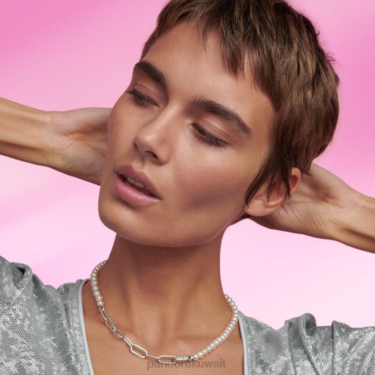 لقد عالجت قلادة من اللؤلؤ المزروع في المياه العذبة Pandora الفضة الاسترليني N6N0X720 مُكَمِّلات