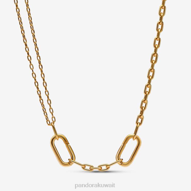 لي قلادة سلسلة ربط مزدوجة Pandora مطلي بالذهب N6N0X727 مُكَمِّلات