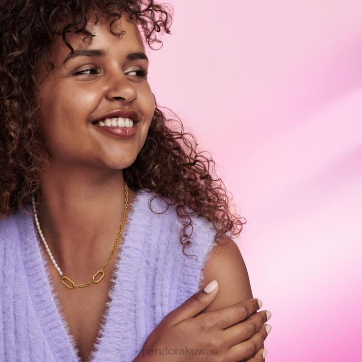 قلادة من اللؤلؤ المزروع في المياه العذبة المعالجة من مي Pandora مطلي بالذهب N6N0X741 مُكَمِّلات