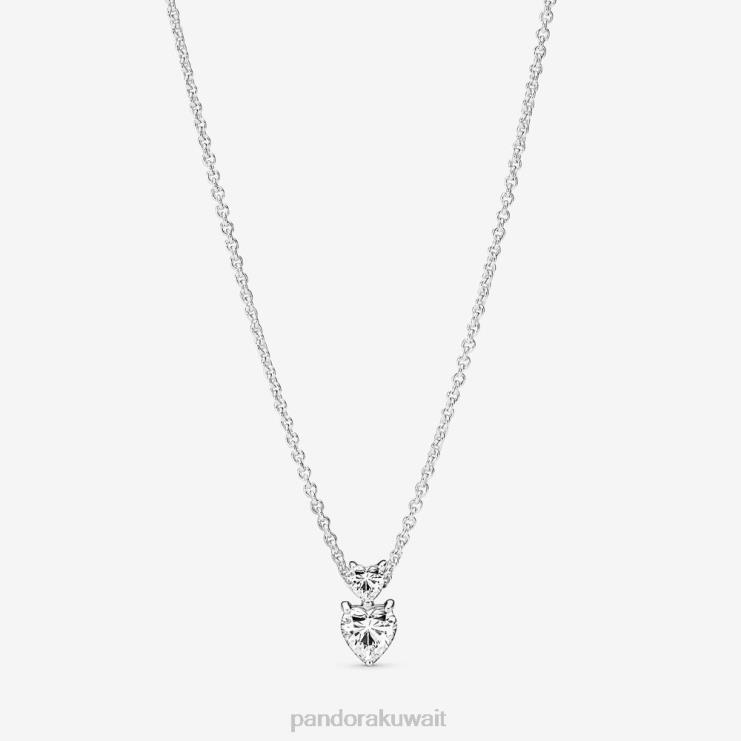 قلادة مزدوجة على شكل قلب متألقة من كولير Pandora الفضة الاسترليني N6N0X758 مُكَمِّلات
