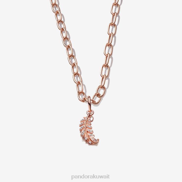 مجموعة قلادة سلسلة ربط ريشة منحنية Pandora اللون القياسي N6N0X799 مُكَمِّلات