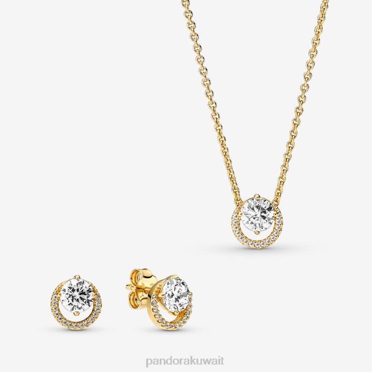 مجموعة هدايا مجوهرات هالة مستديرة متألقة Pandora اللون القياسي N6N0X802 مُكَمِّلات