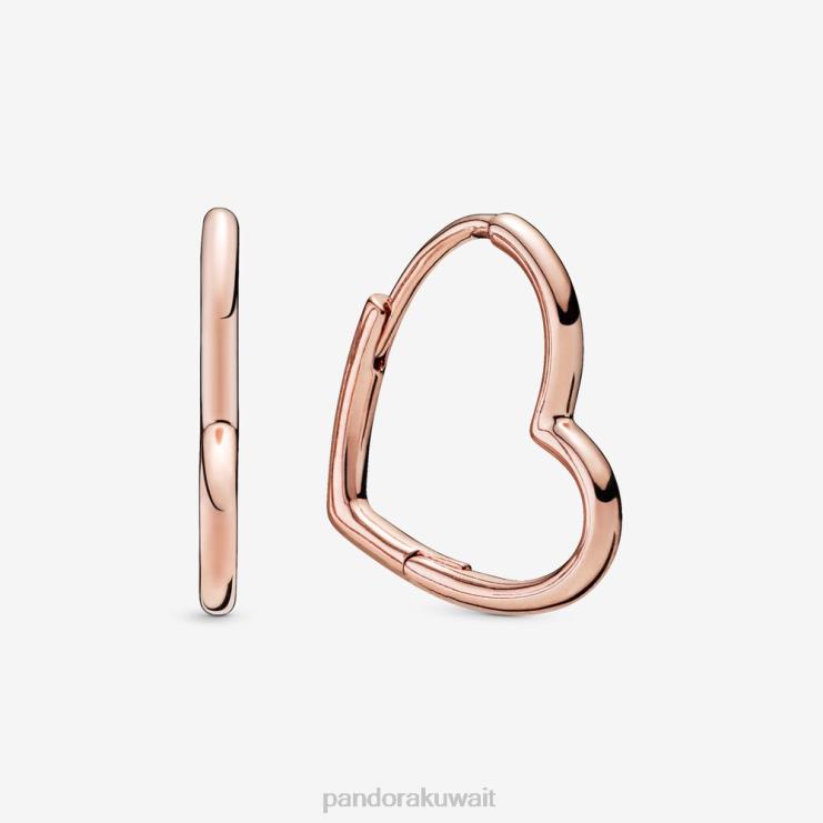 أقراط دائرية على شكل قلب غير متناظرة Pandora ارتفع الذهب مطلي N6N0X833 مُكَمِّلات