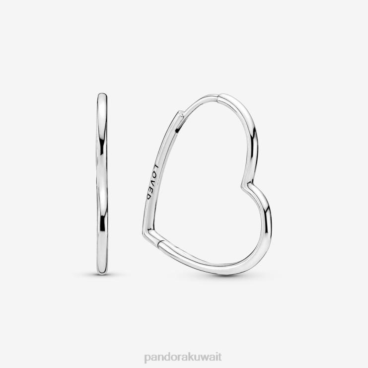 أقراط دائرية على شكل قلب غير متناظرة Pandora الفضة الاسترليني N6N0X834 مُكَمِّلات