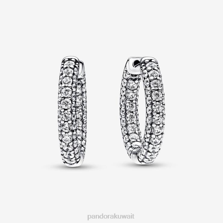 أقراط دائرية من صف واحد لا تتأثر بمرور الزمن Pandora الفضة الاسترليني N6N0X838 مُكَمِّلات