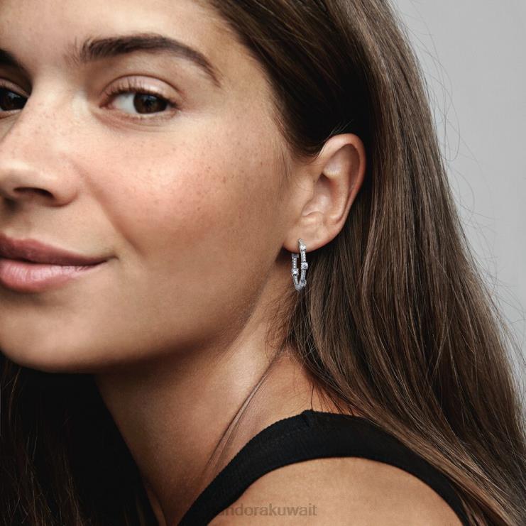 أقراط دائرية متلألئة Pandora الفضة الاسترليني N6N0X855 مُكَمِّلات