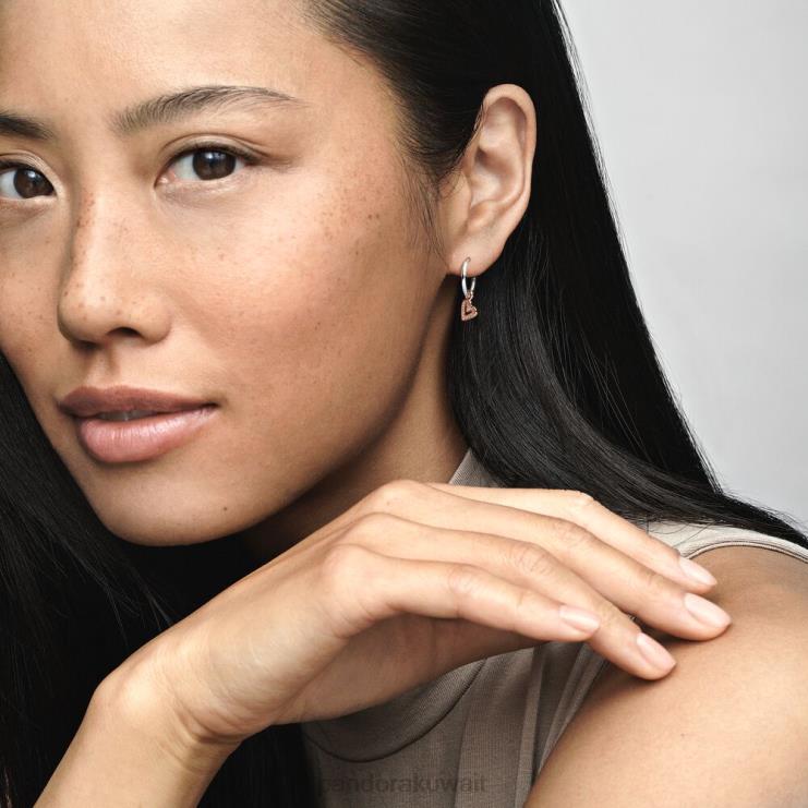 تألق الأقراط القلب مرفوعة Pandora نغمتان N6N0X857 مُكَمِّلات