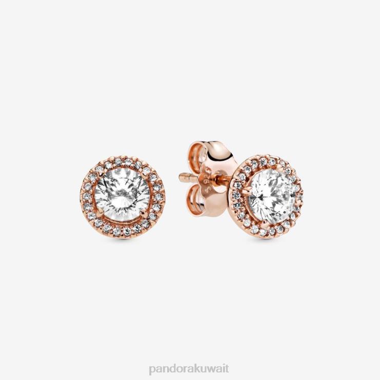 أقراط هالة متلألئة مستديرة Pandora ارتفع الذهب مطلي N6N0X879 مُكَمِّلات