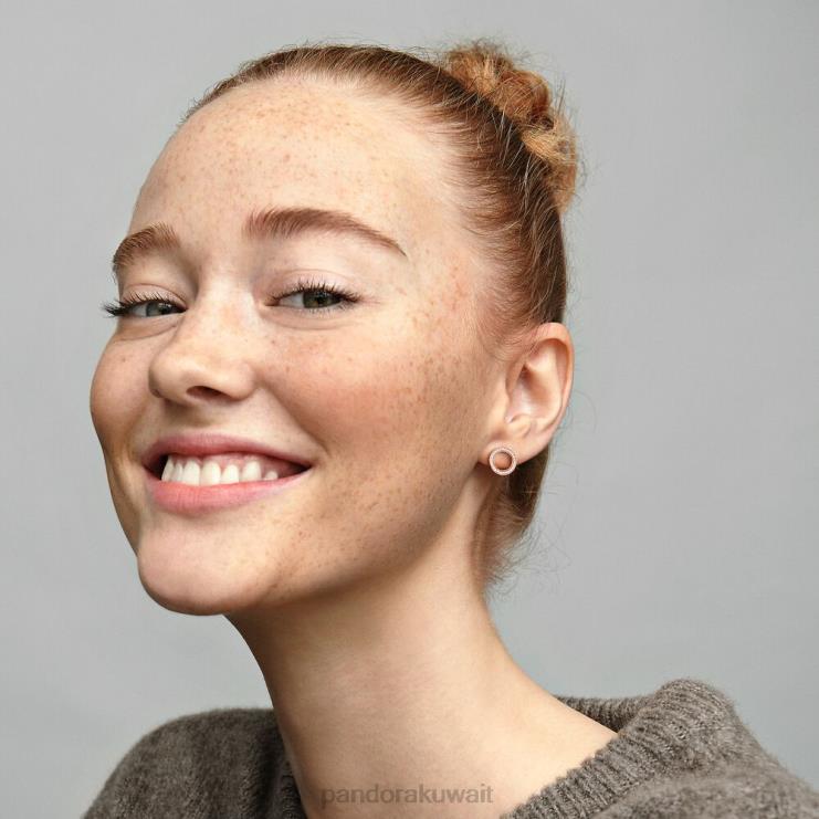 أقراط دائرية متلألئة Pandora ارتفع الذهب مطلي N6N0X912 مُكَمِّلات