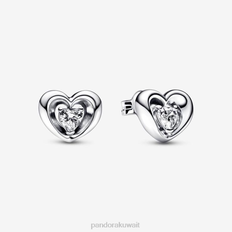 قلب مشع وأقراط حجرية عائمة Pandora الفضة الاسترليني N6N0X944 مُكَمِّلات