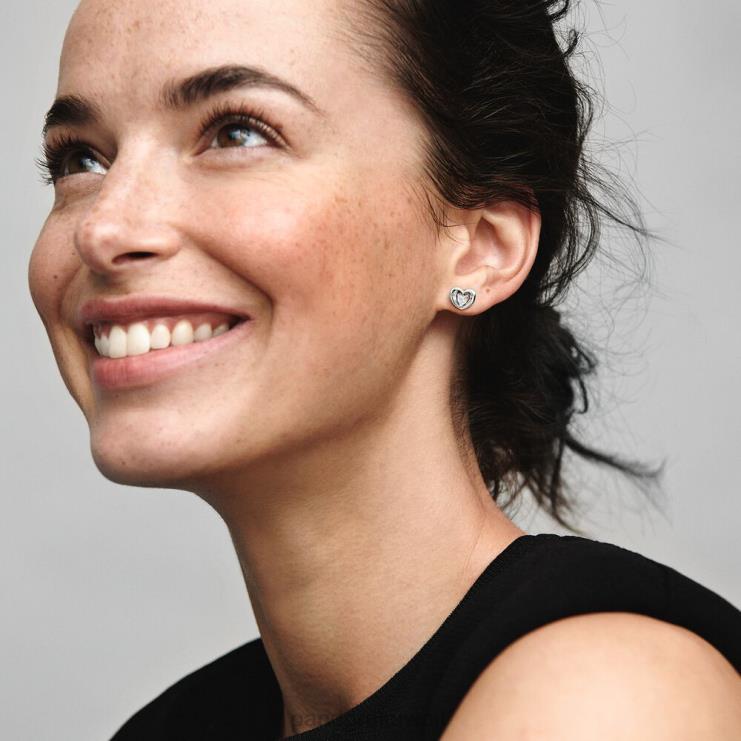 قلب مشع وأقراط حجرية عائمة Pandora الفضة الاسترليني N6N0X944 مُكَمِّلات