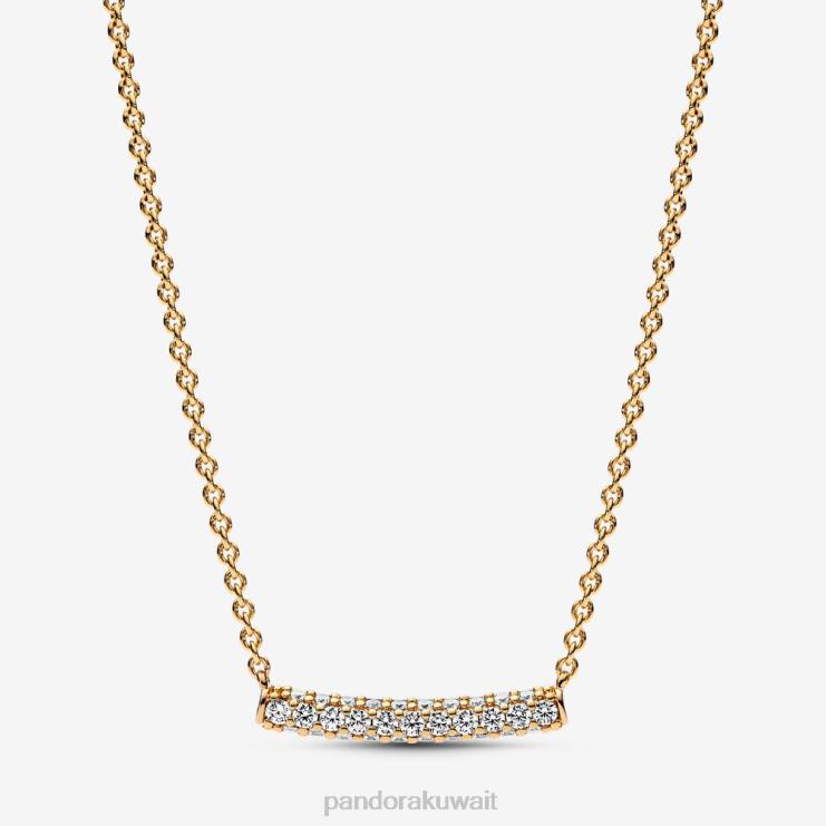 قلادة كولير من صف واحد من سلسلة Pave الخالدة Pandora مطلي بالذهب N6N0X788 مُكَمِّلات